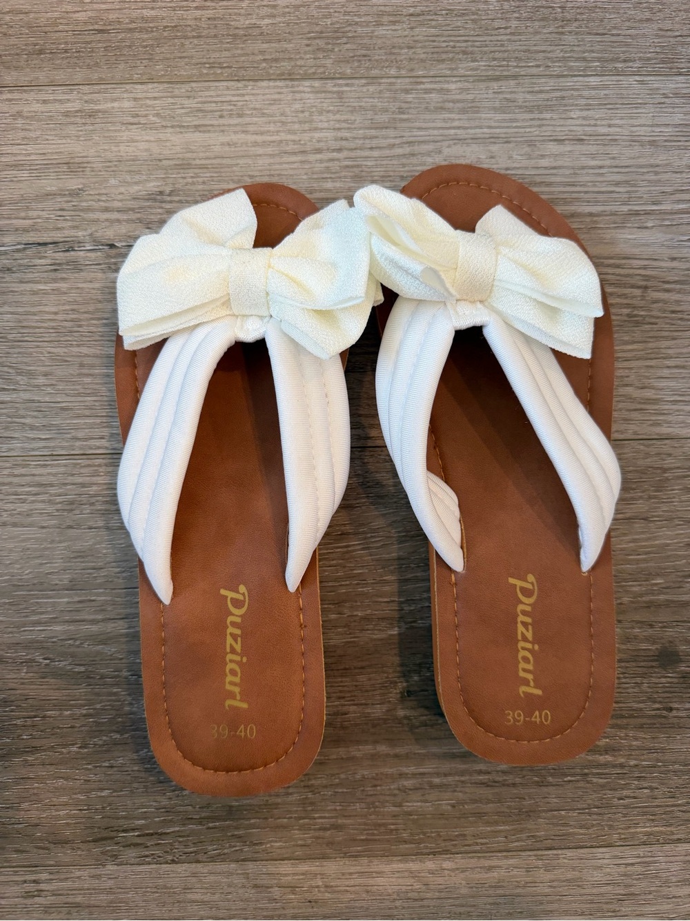 Women’s White Bow Toe-Post Sandals